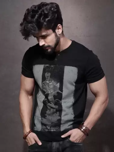 Printed Henley T-shirt - image 2