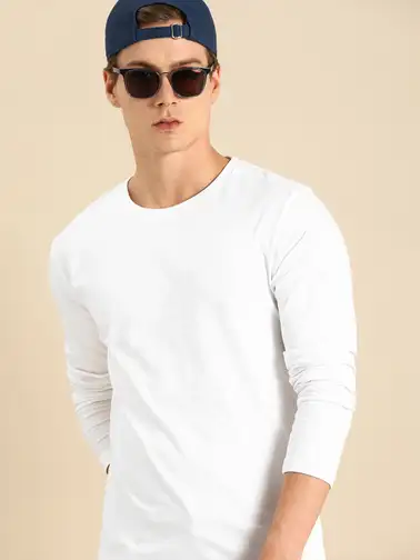 Solid Round Neck Pure Cotton T-shirt - image 2