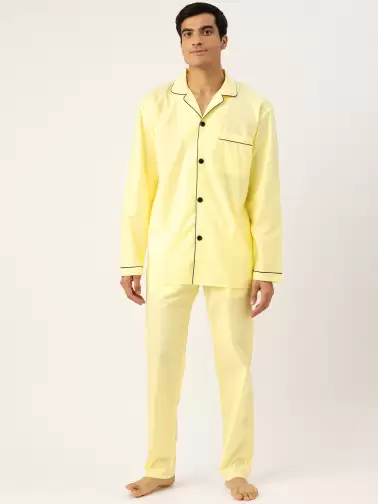 Men Cotton Solid Pyjamas Set - image 2