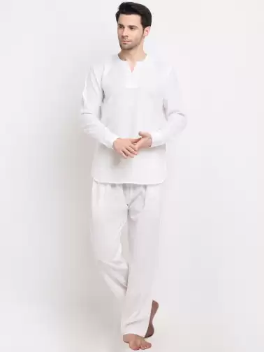 Men Solid Night Suit - image 2