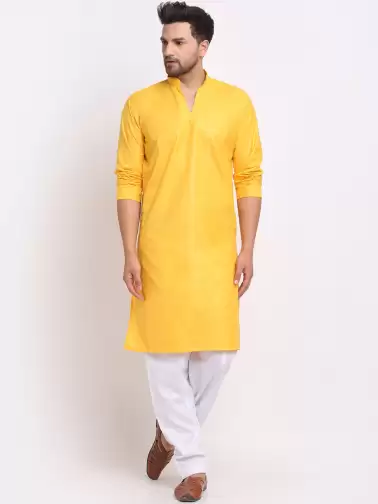 Men Solid Kurta With Pyjamas - image 2