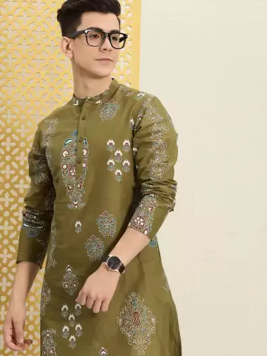 Men Printed Rozana Kurta - image 2