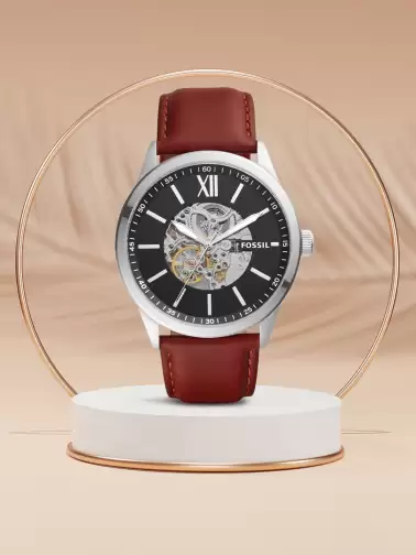 Men Leather Straps Automatic Motion Watch - image 2