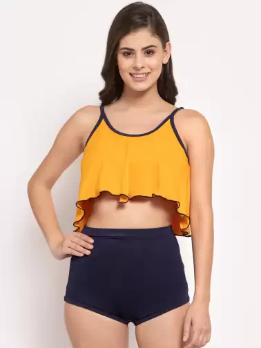 Women Solid Two Piece Swim Set - image 2
