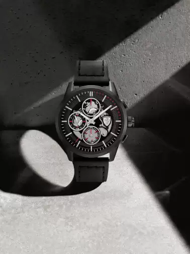 Men Brass Dial & Leather Straps Multi Function Watch - image 2