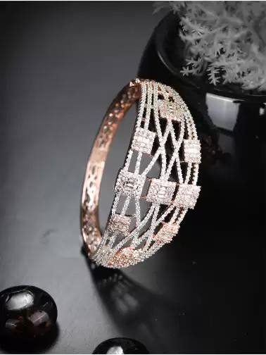 Women Brass American Diamond Handcrafted Rose Gold-Plated Bracelet - image 2