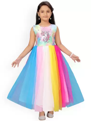 Girls Unicorn Print Maxi Dress - image 2