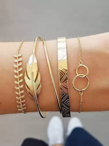 Women Set Of 5 Cuff Bracelets