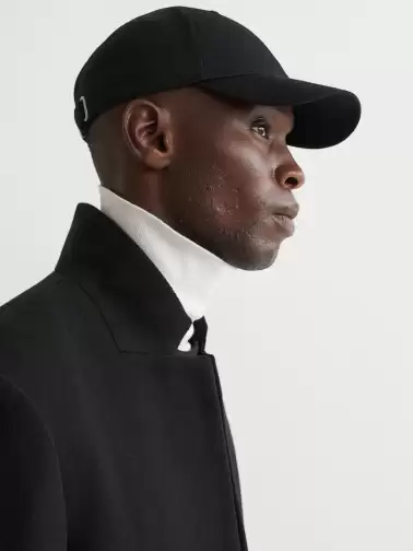 Men Black Cotton Twill Cap - image 2