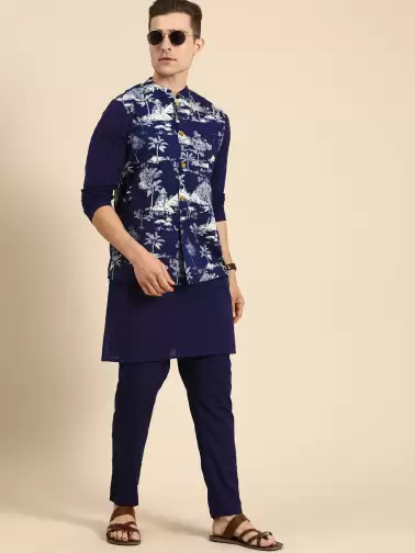 Men Printed Kurta with Trousers - image 2