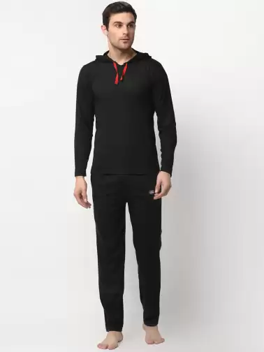 Men Solid Night suit - image 2
