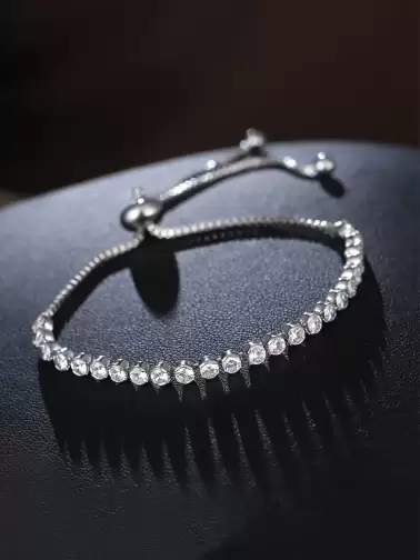 Women Crystals Silver-Plated Charm Bracelet - image 2