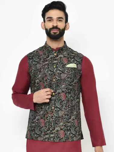 Men Printed Nehru Jacket - image 2