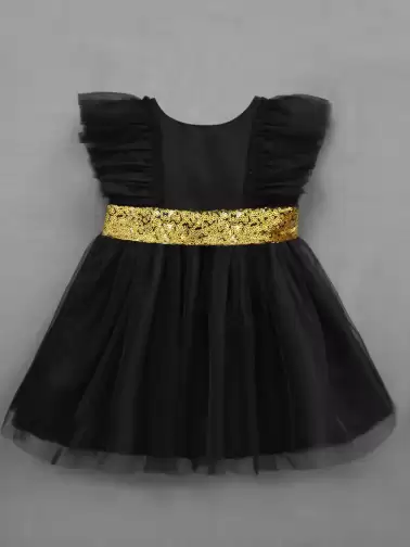 Girls Black Net Dress - image 2