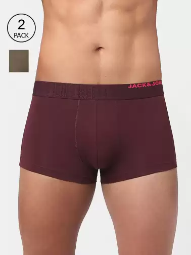 Men Pack Of 2 Solid Cotton Trunks - image 2