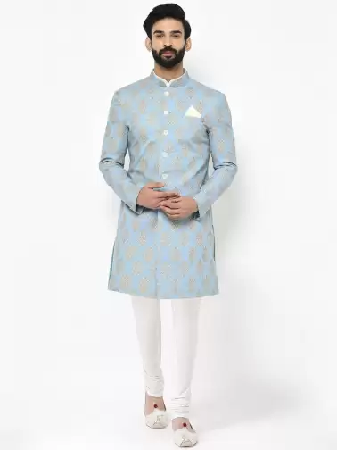 Men Printed Sherwani Set - image 2