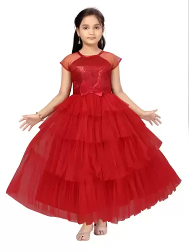 Girls Embellished Net Maxi Dress - image 2
