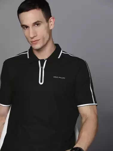 Men Solid Polo Collar T-shirt - image 2