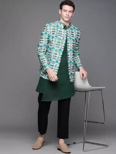 Men Printed Bandhgala Blazer - image 2