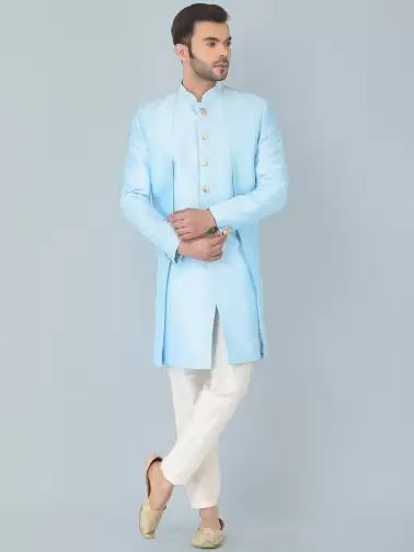 Men Solid Sherwani Set - image 2
