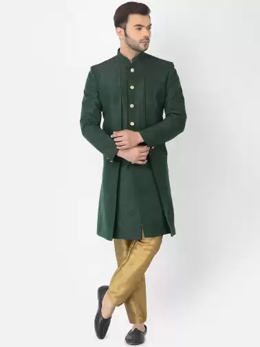 Men Solid  Sherwani Set - image 2