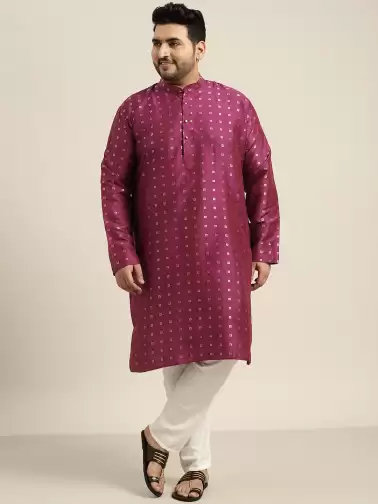 Men Plus Size Geometric Kurta - image 2