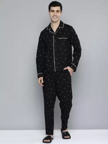 Men Printed Cotton Night suit - image 2