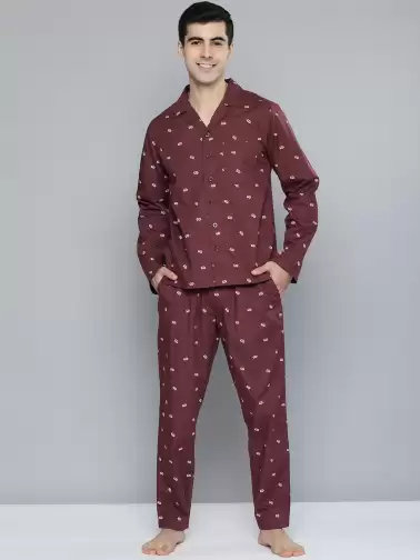 Men Printed Cotton Night suit - image 2