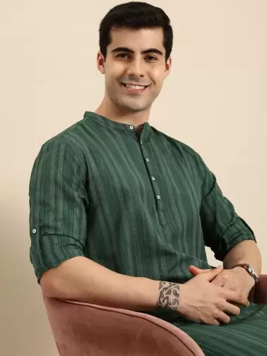 Men Striped Straight Kurta - image 2