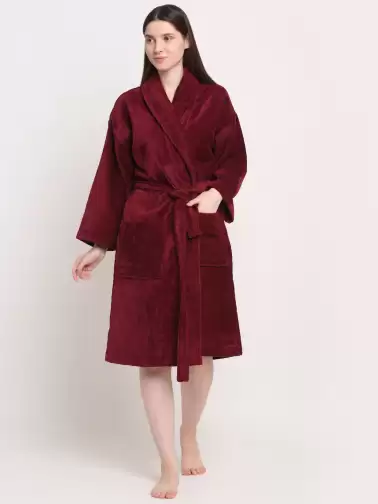 Women Solid Bath Robe - image 2
