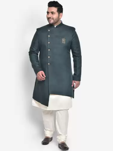 Men Solid Sherwani Set - image 2