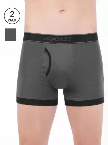 Men Pack Of 2 Solid Pure Cotton Boxer Style Briefs - image 2