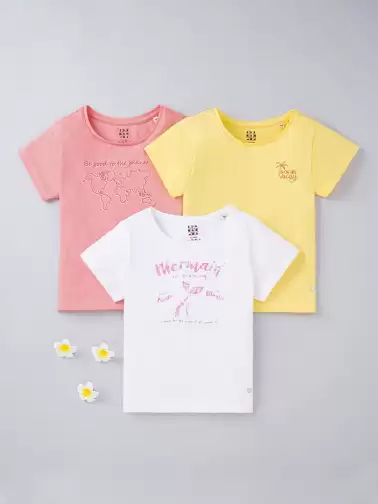 Girls Typography Printed V-Neck Applique T-shirt - image 2