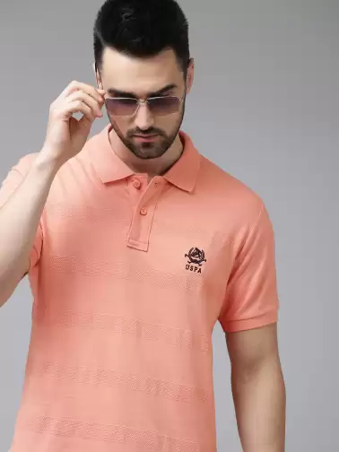 Men Striped Polo Collar Slim Fit T-shirt - image 2