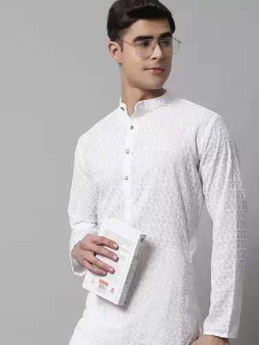 Men Embroidered Kurta with Churidar - image 2