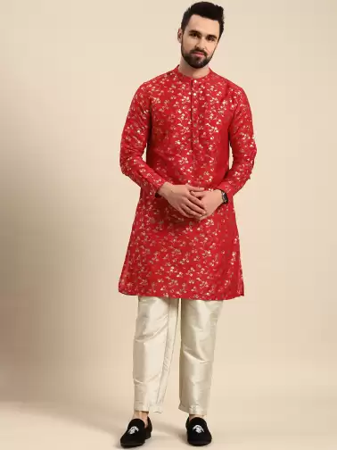 Men Printed Kurta with Trousers - image 2