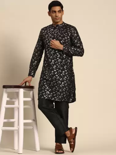Men Printed Kurta with Trousers - image 2