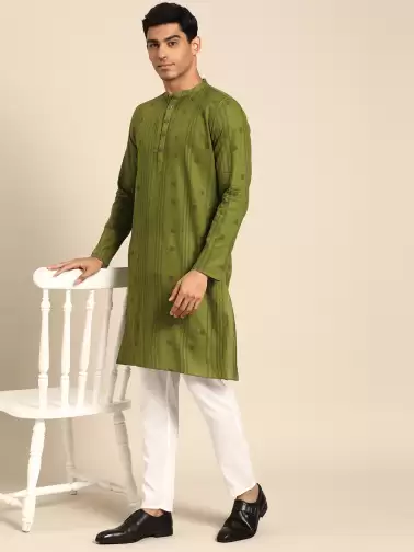 Men Printed Cotton Kurta Set - image 2