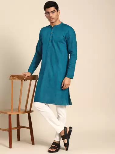 Men Printed Cotton Kurta Set - image 2
