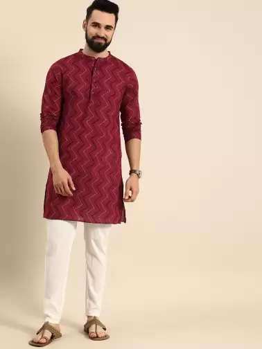 Men Cotton Kurta with Trousers - image 2