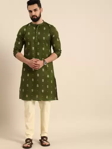 Men Printed Kurta with Trousers - image 2