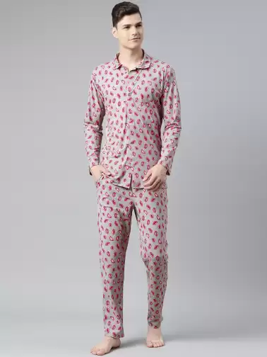 Men Printed Night suit - image 2