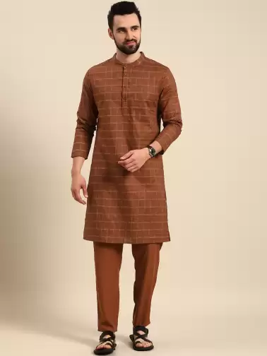 Men Cotton Kurta with Trousers - image 2
