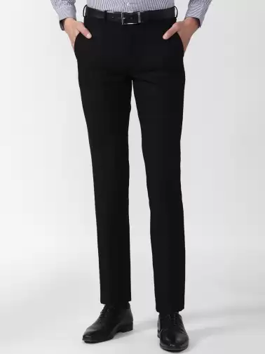 Men Black Formal Trousers - image 2