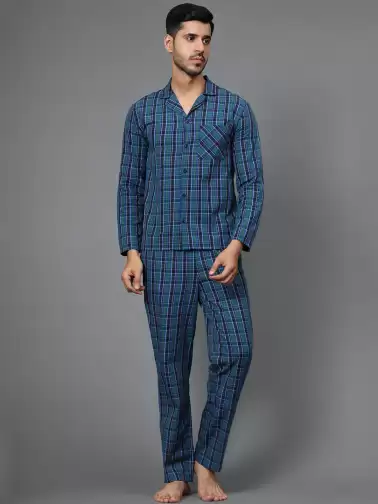 Men Checked Night suit - image 2
