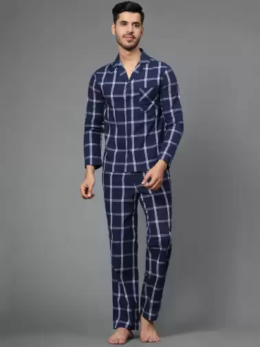 Men Checked Night suit - image 2