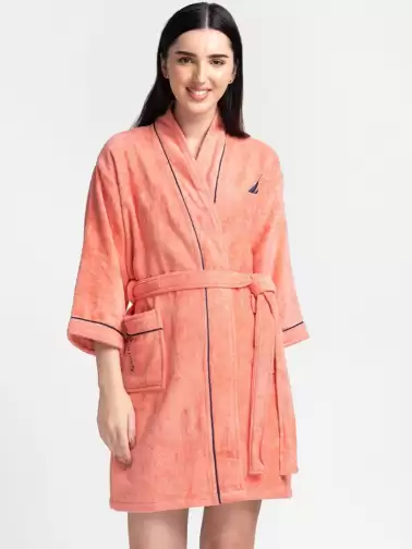 Women Solid Bath Robe - image 2
