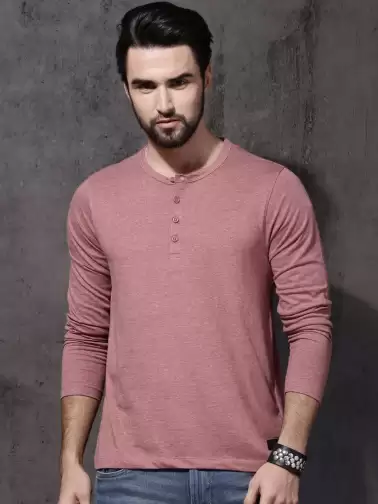 Solid Henley Neck T-shirt - image 2