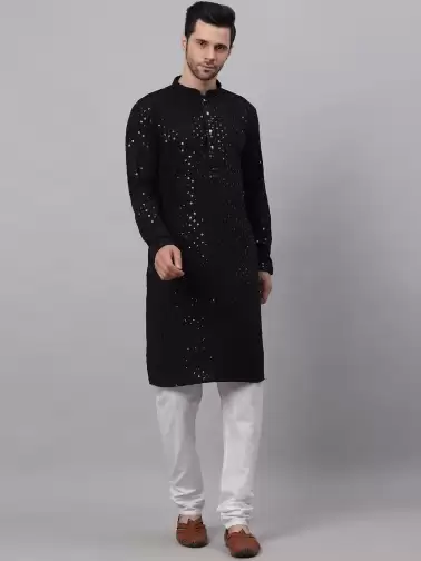 Men Embroidered Kurta with Churidar - image 2