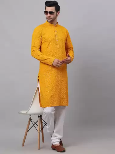 Men Embroidered Kurta with Churidar - image 2